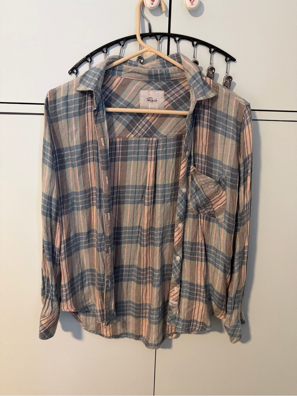 Rails Plaid Shirt in Blue & Peach Tones